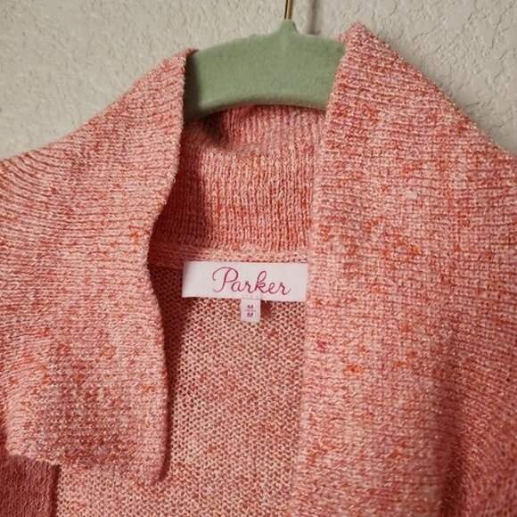 ANTHROPOLOGIE PARKER McKenna Coral Knit Sweater Size M Soft Summer Pullover - Picture 5 of 8
